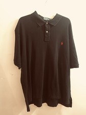 Polo Ralph Lauren Polo Shirt Mens 2XB Black Short Sleeves Red Pony Casual Golf