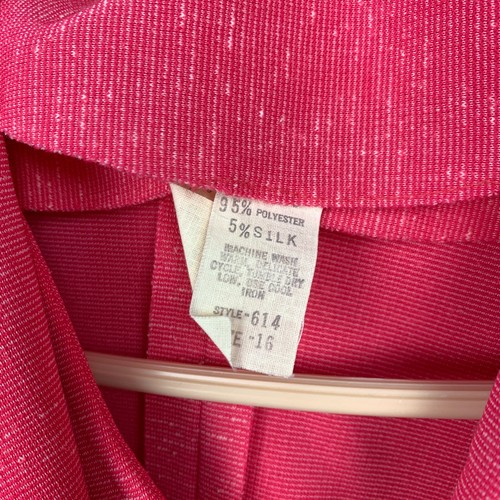 Vintage Silk Polyester Blend Bright Pink 3-Piece Leisure Suit Womens 16 Barbie - Picture 3 of 9