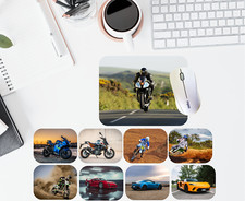 Motorbike OR Car Mouse Pad Mat Non-Slip Rubber 22x18cm Design Print in UK P&P