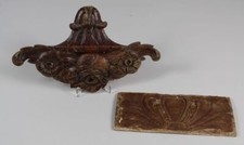 C6/2x vecchia decorazione in legno - eventualmente da restaurare mobili - elemento ornamentale floreale /S319