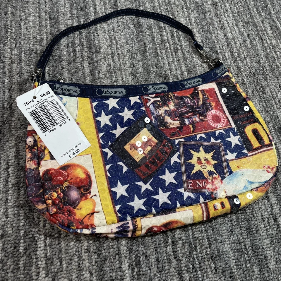 LeSportsac NIKI Fruistand Sequin USA Clutch Hand Bag 10" Purse - NWT - Image 3 of 4