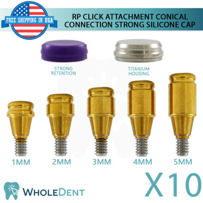 10x RP Conical Click Attachment Abutment Strong Silicone Cap Dental Implant