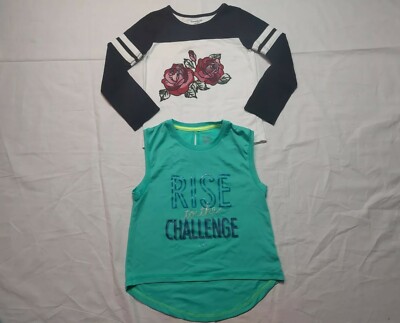 Garanimals Champion Shirts Girls 5T Green White Black Long Sleeve Tee & Tank Top