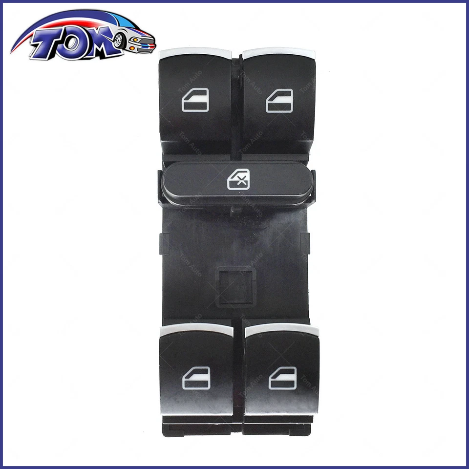 Nuevo interruptor de ventana 5 botones 7 clavijas negro y cromado para Volkswagen CC Jetta Golf Foto 3 de 4