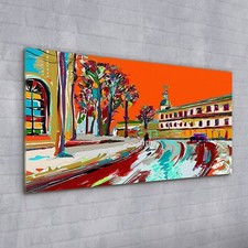 Acrylglasbild Wandbild Plexiglas 100x50 Kunst Winter Stadtbild Impressionismus