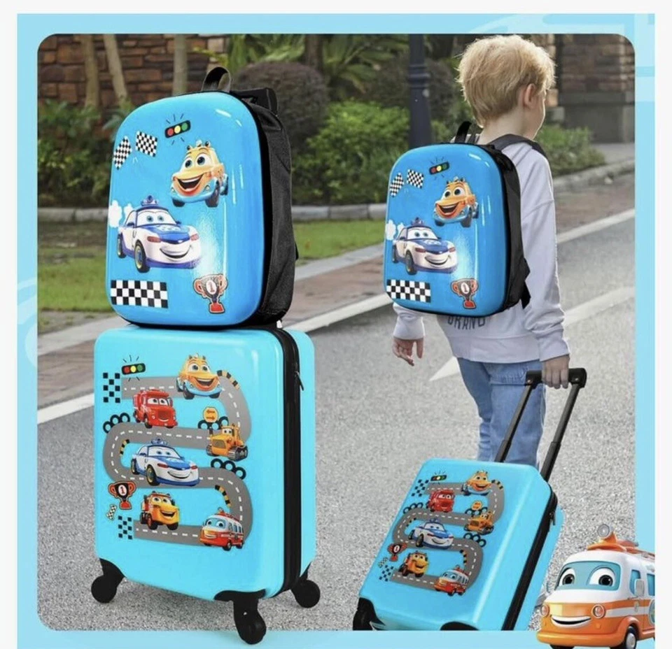 Maletas de transporte para niños con ruedas 360 grados para viajar azul Foto 3 de 4