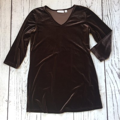 Qvc Susan Graver Women S Xs Brown Stretch Faux Velvet Tunic Dress