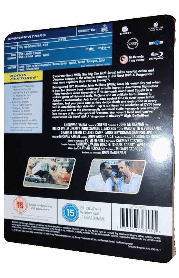 Die Hard With A Vengeance - Region Free Blu-ray  Steelbook (New Sealed) - Image 3 of 4