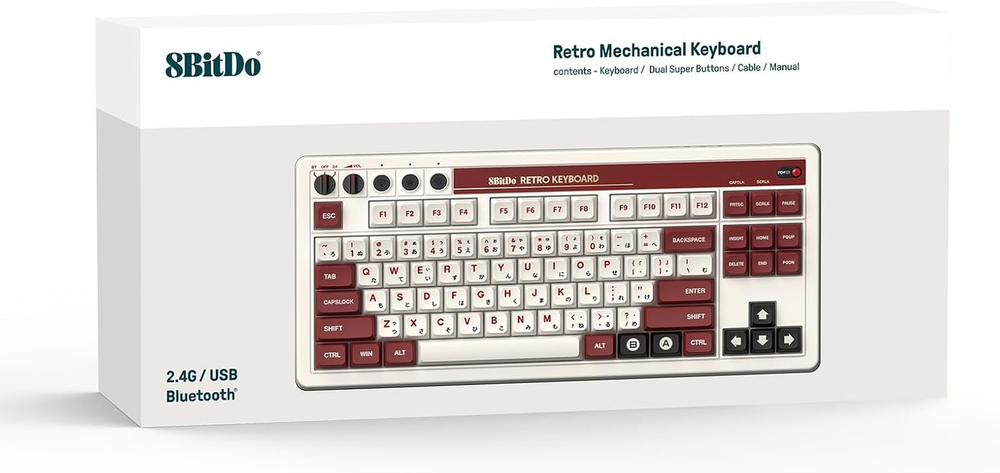 Retro Bluetooth 2.4G USB-C Hot Swappable Mechanical Gaming Keyboard