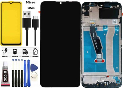 Für Huawei Y6P 2020 MED-LX9 LCD Bildschirm Display Touch Rahmen Schwarz