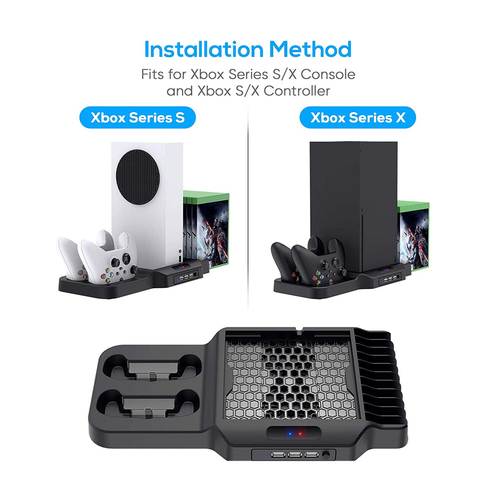 Supporto verticale per Xbox Series X|S con ventola e caricabatterie foto 2