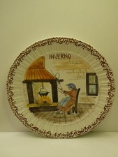 VINTAGE ITALIAN POTTERY HAND PAINTED FARMER PLATE 