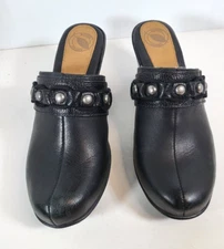 Nature By Lamaze Womens Leather Dory Clogs Black Size 6.5 M