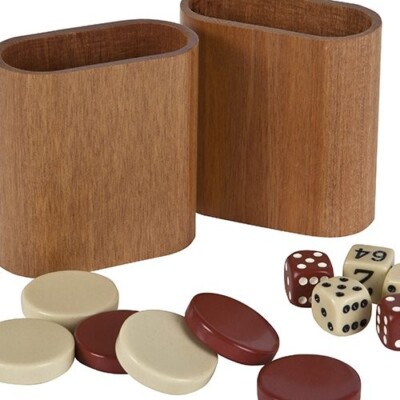 Deluxe Wooden Cups  Uria Stone Backgammon Checkers Dice and Doubling Cube
