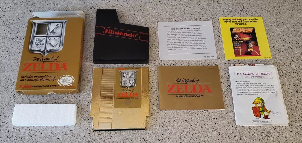 LEGEND OF ZELDA 1 NES 5 SCREW 1ST PRINT CART, MAP & BOOKLET