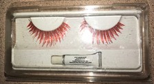 women NEW NIP orange silver  SEXY EYE LASHES HALLOWEEN WEAR LONG FUN WEAR nice @