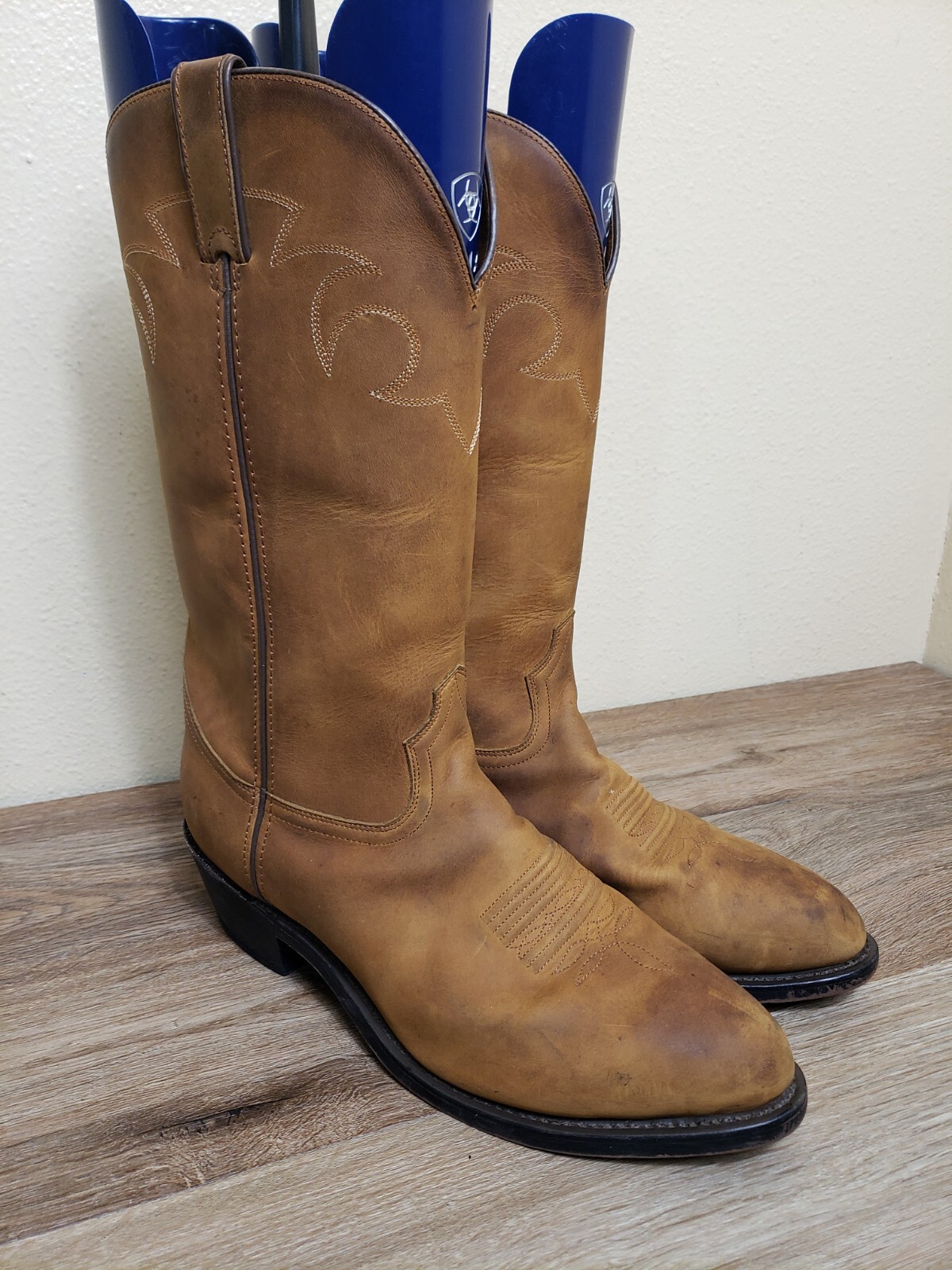 Mens DURANGO SW4212 Brown Leather Cowboy Western Work Boots US Size 10.