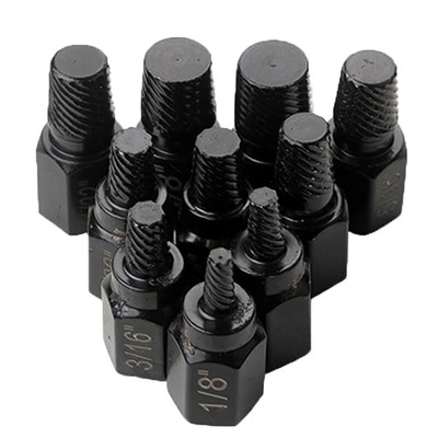 10Pcs Screw Extractor Kit Alloy Steel Damaged Screw Remover Set Easy Out Dri _cn