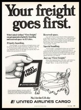 1976 United Airlines Cargo First Freight Reserved Space Program Vintage Print Ad