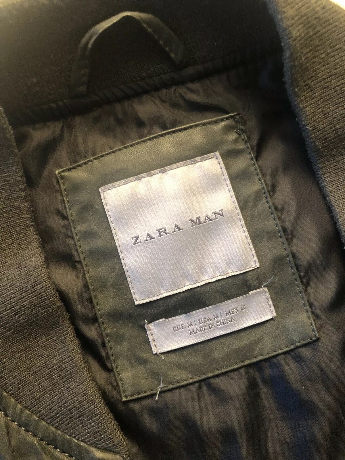 Zara Basic Bomber Jacket w/Print(leather like) Si… - image 6