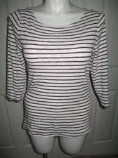 Time and Tru Top Women's Sz. L Blouse 3/4 Sleeve Striped EUC
