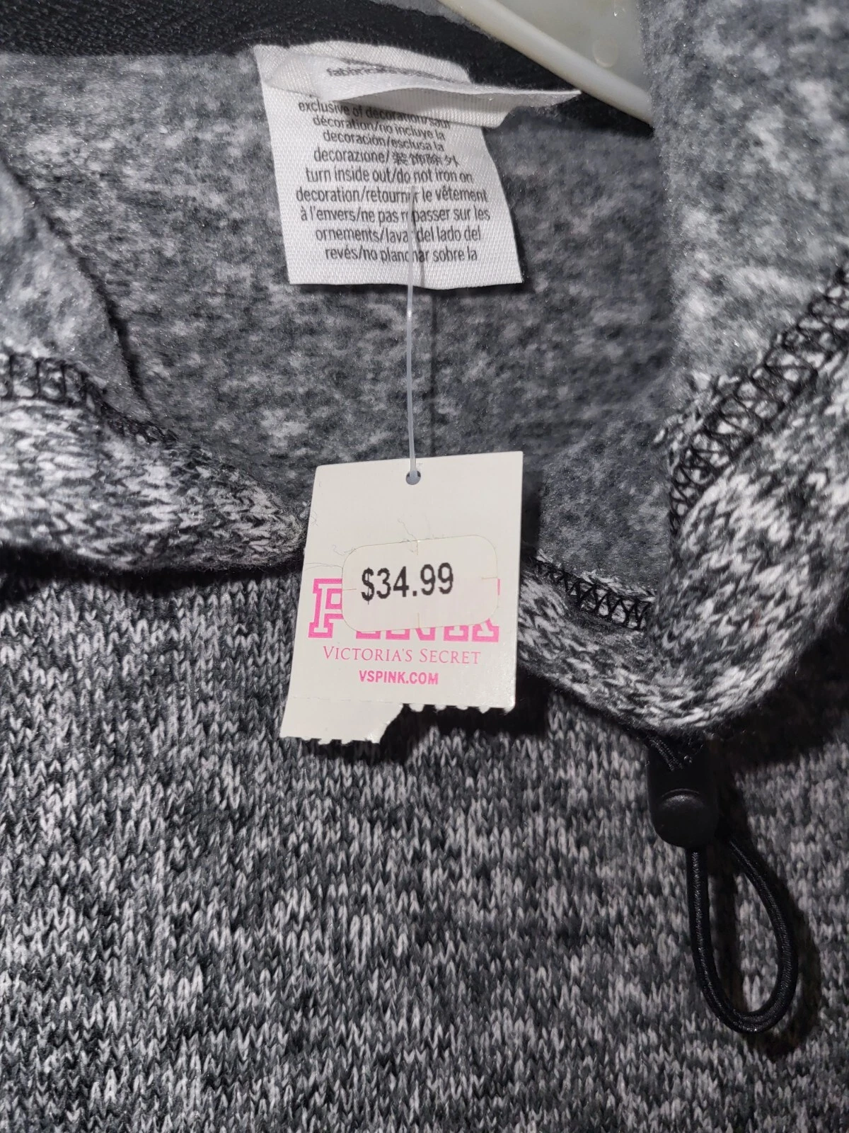 UNDERCOVER Felpa con cappuccio ROSA Victoria's Secret tagliata grigia taglia XS