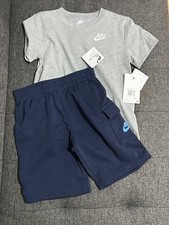 NWT Nike Navy Shorts Gray T Shirt Set Boys Size 7 MSRP 44