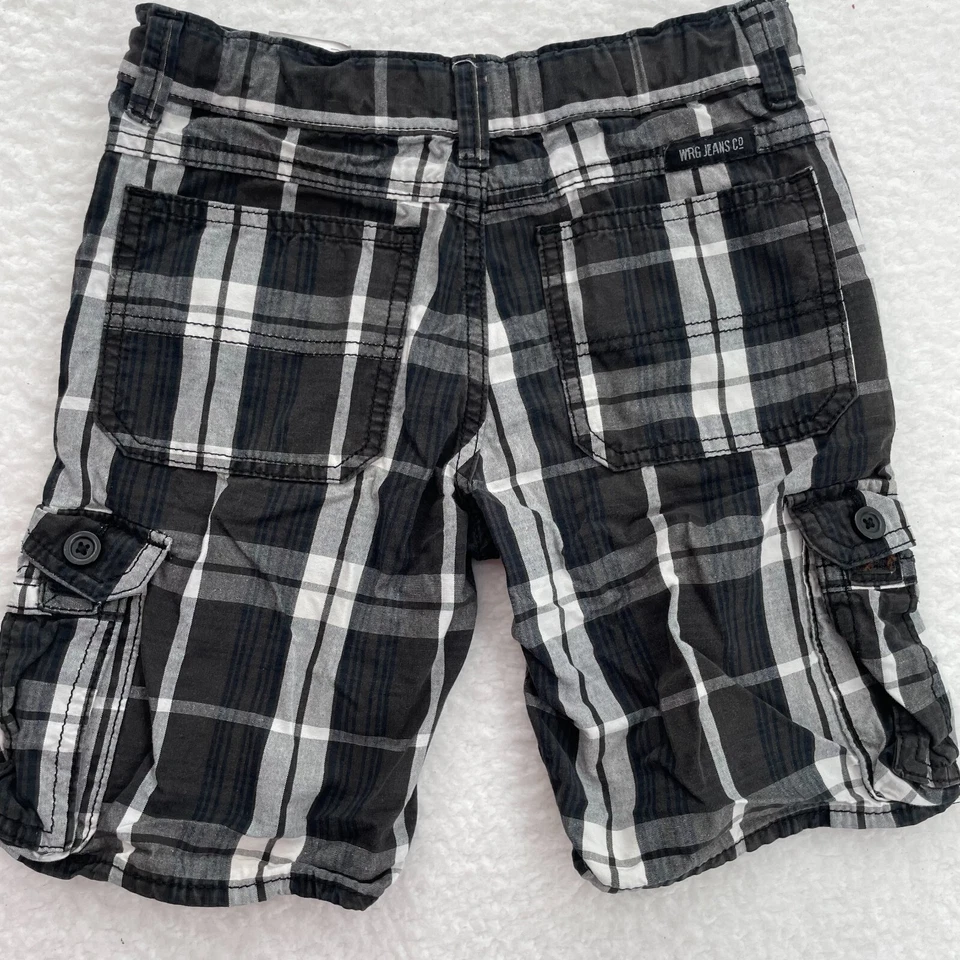 Шорты Wrangler молодежные для мальчиков черные/белые клетчатые размер 7 регулируемая талия - Изображение 4 из 4