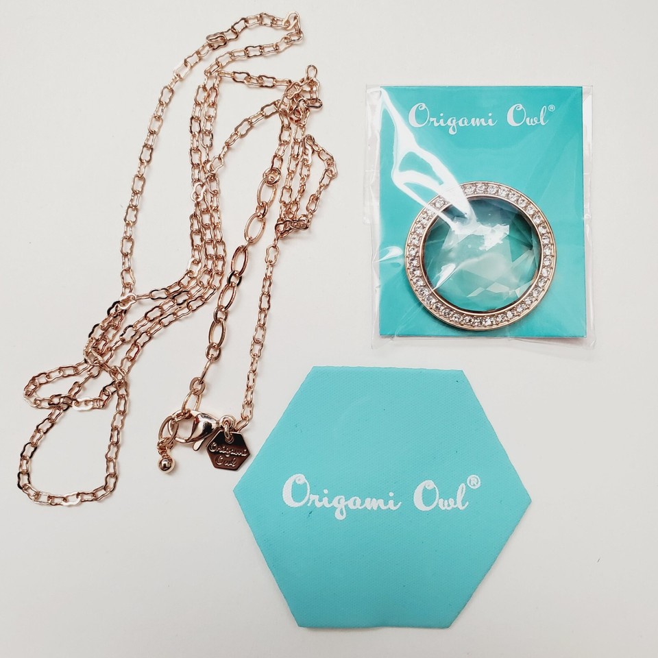 Origami Owl BZ3027 Medium Rose Gold w/ Clear Prism Locket Face "New" w