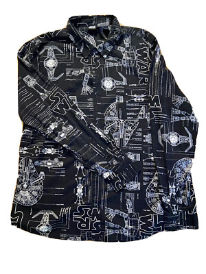 Star Wars “Blueprint” long sleeve button up shirt *Super Rare*