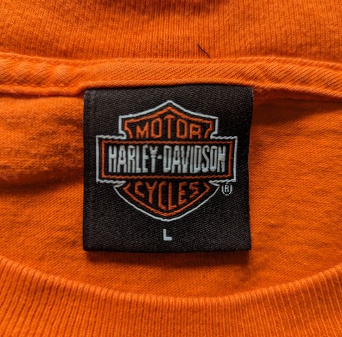 Harley Davidson T-Shirt USA Orange Mens Size Large Biker Motorcycle Vintage - Picture 2 of 12