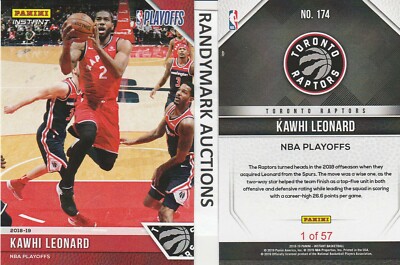 Kawhi Leonard TORONTO RAPTORS PANINI INSTANT 2018-19 NBA PLAYOFFS #174 x/57 SP