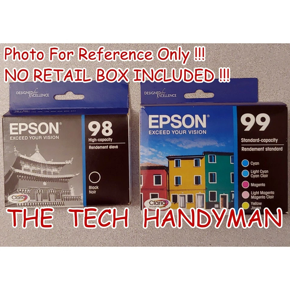 PACK DE 6 TINTAS EPSON GENUINAS 98 NEGRAS Y 99 COLORES (SIN CAJA AL POR MENOR) para ARTESAN 800 810 Foto 2 de 3