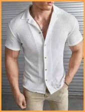 Camisa Blanca de Hombre Manga Corta Elegantes Casuales Formales