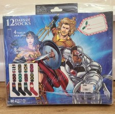 NIB Justice League 12-Pack 12 Days of Socks DC Comics Advent Calendar Sizes 6-12
