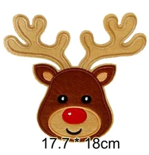 Christmas Patch Rudolph Iron-on Embroidered Applique Clothing Santa Reindeer