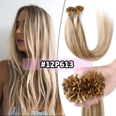 Ombre/Highlight U Tip Bonding Keratin Echthaar Extensions Remy 200 Strähnen A722