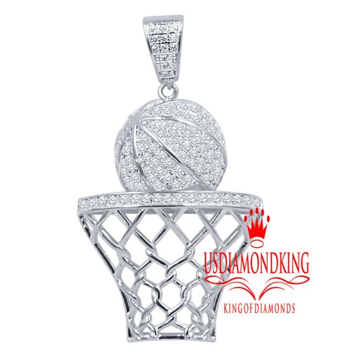 Mens Real White Gold Silver Basketball 
