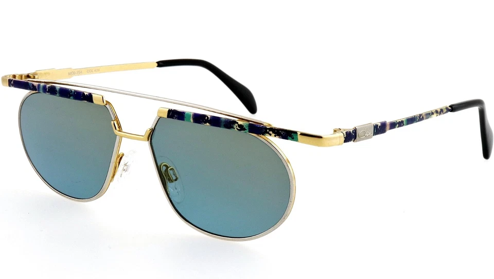 Nuevas gafas de sol CAZAL mod 254 col 428 55 mm doradas plateadas barra superior Alemania vintage Foto 2 de 4