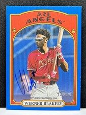Werner Blakely 2021 Topps Heritage Minors BLUE ON-CARD AUTO #d 34/99 Angels PRC