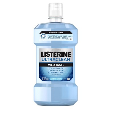 Listerine Ultraclean Zero Alcohol Tartar Control Mouthwash Arctic Mint, 1 L
