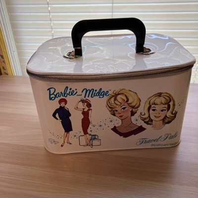 Barbie & Midge VINTAGE LUGGAGE TRAIN BOX PURSE CASE Makeup Bag  Travel Pals 1964