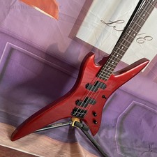 Handmade metal Red Solid Body Electric Bass Guitar Black Parts 4 String fast