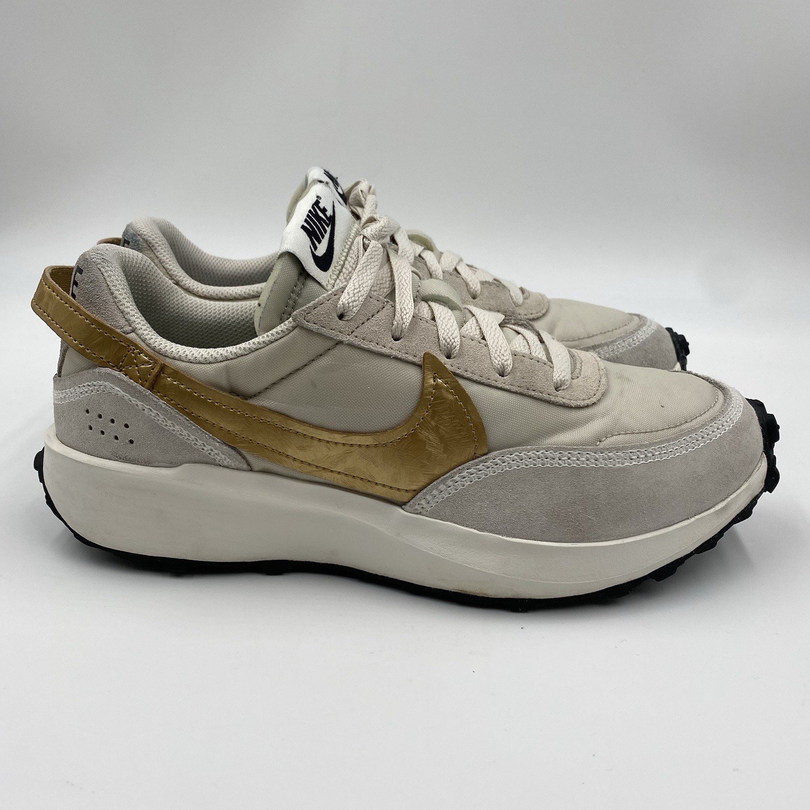 Nike Waffle Debut Womens 8 Running Sneakers Light Orewood Brown Gold FD0555-100 thumbnail 5