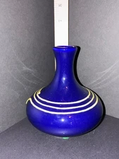 Vintage Royal Haeger Pottery Vase Blue With Yellow Accents Original Sticker