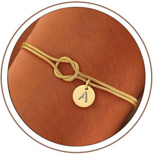 Easter Basket Stuffers for Kids Teen Girls Women Gold Initial Bracelets - 14K Go