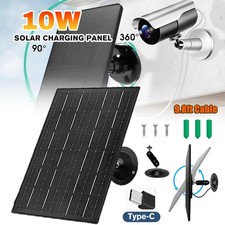 Solar Panel USB C Charger 10W 5V Battery Waterproof For Outdoor Security Camera