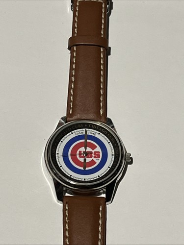 Game Time Chicago Cubs Mens Watch Leather Band EUC