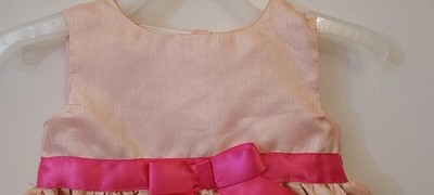 Blueberi Boulevard Baby Girls Light Peach Floral Stripe Party Dress Size 6/9M