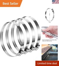 4 Pieces 8 Inch Adjustable 304 Stainless Steel Duct Clamps Worm Gear Hose Cla...